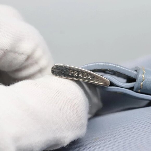 PRADA Shoulder Bag Nylon Light Blue Silver Auth - Picture 9 of 16